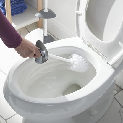 Clorox Covered Toilet Brush and Caddy with Splash Guard & Non-Skid Base, 2-Piece, White - style: Brush with Holder