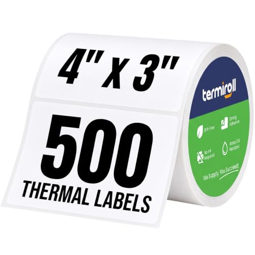 4x3 Direct Thermal Shipping Labels, 500 per Roll, Perforated - size: 4x3 - 1 Roll | 500 Labels
