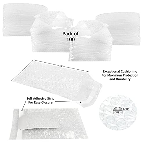 Bubble Pouches, 100 Pack, 4" x 5.5" - size: 4" x 5.5"