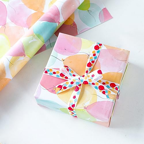 Viadom Birthday Wrapping Paper Roll, Gift Wrap for Boys Girls Kids Women Birthday, Valentines, Mothers day, Graduation, Wedding, Fathers day, Baby Shower, Christmas (17in x 50ft) - color: Colorful Balloon