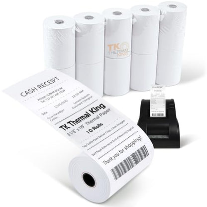 3 1/8" x 119' Credit Card Thermal Receipt Paper 10 Rolls - size: 3-1/8" x 119', style: 10 Rolls