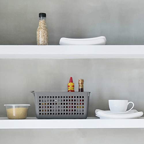 Plastic Baskets for Organizing, Grey, Set of 4 - size: drawer baskets