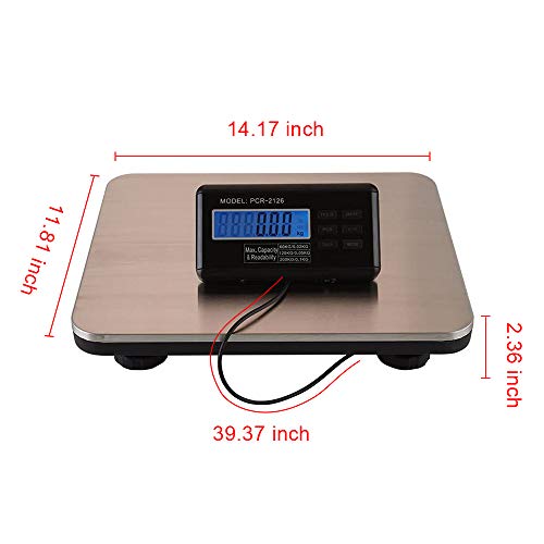 Shipping and Postal Scale, 660lbs/300kg Capacity Digital 14 X 12 Inches Stainless Steel Platform Postal Shipping Scale, LCD Display Platform Scale