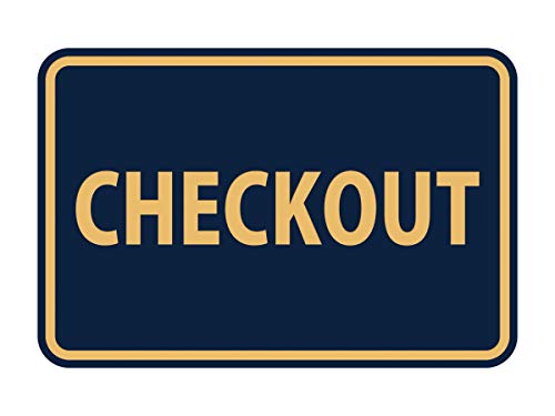 Signs ByLITA Classic Checkout Sign (Navy Blue/Gold) - Small - color: Navy Blue/Gold, size: 4 x 6" - Small (1 Pack)