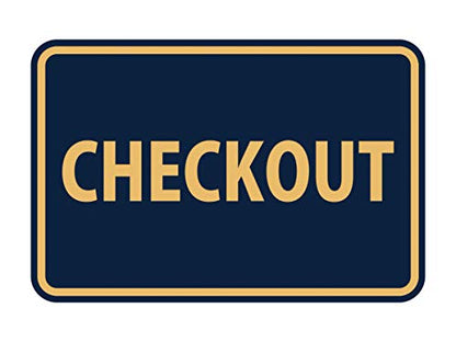 Signs ByLITA Classic Checkout Sign (Navy Blue/Gold) - Small - color: Navy Blue/Gold, size: 4 x 6" - Small (1 Pack)