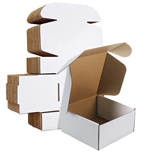 HORLIMER 8x8x4 inches Shipping Boxes Set of 25, White Corrugated Cardboard Box Literature Mailer - color: White, size: 8" x 8" x 4"