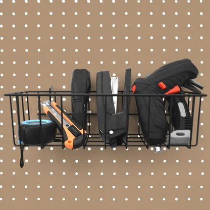 Peg Board Shallow Tray Baskets, 2Pack Black Pegboard Shelves Bottle Holders - color: Black, size: Medium