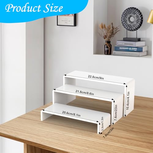 6 PCs Acrylic Display Risers 3 Tier Shelf Stand (White) - color: White 6 PCs