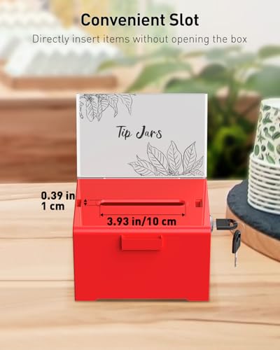 Uniclife 6.2"x 5" x 4" Red Acrylic Donation Box with Lock and Slot - color: Red, size: 1 Pack