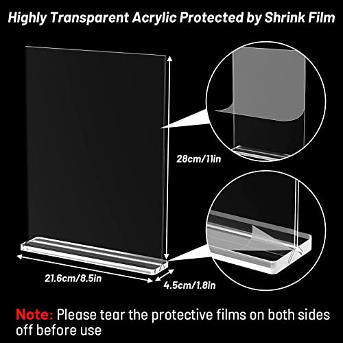 Acrylic Sign Holder 8.5 x 11 Inch Vertical T Shape Display Stand Double-Sided Desktop Clear Sign Holders Paper Holder Table Menu Holders Plastic Sign Stand for Home, Office, Restaurants, Store, 2-Pack - size: 2 Pack-8.5x11 Inch