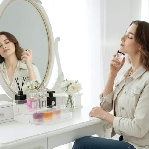 2Pcs 3-Tier Perfume Display, Vitamin Bottles Organizer & Medicine Bottle Organizer Vanity Display Case Display Cabinet for Perfume Shelf and Glass Bottle Clear Case a Great Storage Helper at Home