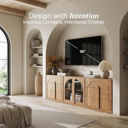 BELLEZE Bijou 3-Piece Modular Sideboard Buffet Cabinet - Camel - color: Bijou Camel Acc
