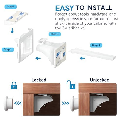 Baby Proof Me Baby Proofing Magnetic Child Safety Cabinet Locks, 6-Pack - size: 6 Locks + 2 Keys
