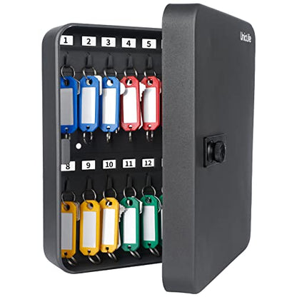 Uniclife 28-Key Steel Key Cabinet, Black Key Box with Combination Lock - color: Black, size: 28 Keys
