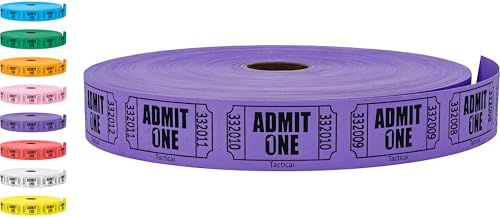 Tacticai 2000 Admit One Raffle Tickets, Single Roll, Purple - color: Purple