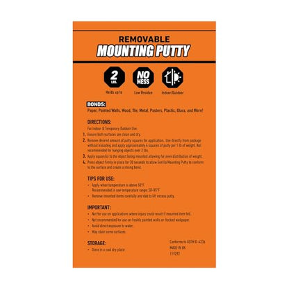 Gorilla Mounting Putty, Natural Tan Color, 84 Pre-Cut Squares - size: 84 Squares