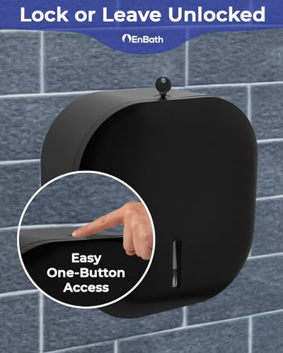 Jumbo Toilet Paper Dispenser - Commercial Toilet Paper Holder Wall Mount for Large 9-inch Rolls - Durable ABS: Waterproof and Scratch Resistant (Dispensador de Papel Higienico) by EnBath