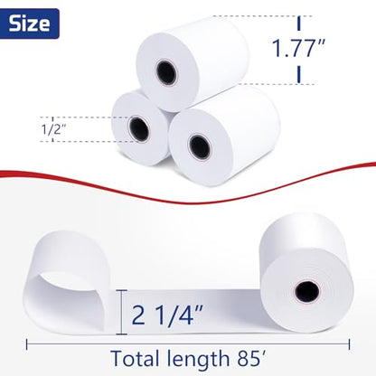 (100 Rolls) Premium 2 1/4 x 85 Thermal Paper Rolls - BPA Free Credit Card Receipt Paper for POS, ATM & Restaurant Printers - size: 100 Rolls 2 1/4" x 85' Thermal Paper