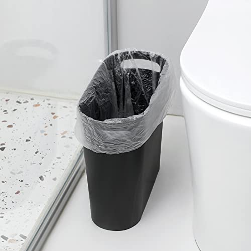rejomiik Small Trash Can, Slim Garbage Can Plastic Waste Basket with Handles 3.5 Gallon Container Bin for Narrow Spaces Bathroom, Bedroom, Kitchen, Office at Home, 2 Pack Black - color: Black, size: 2 pack