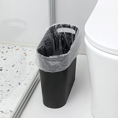 rejomiik Small Trash Can, Slim Garbage Can Plastic Waste Basket with Handles 3.5 Gallon Container Bin for Narrow Spaces Bathroom, Bedroom, Kitchen, Office at Home, 2 Pack Black - color: Black, size: 2 pack