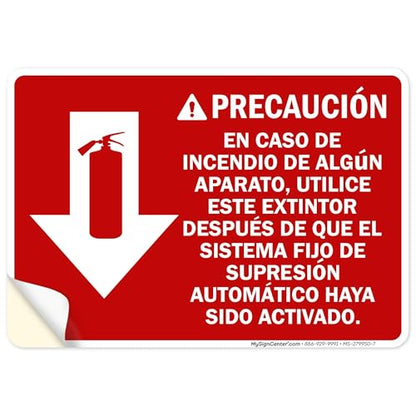 PrecautionIn Case Of Appliance Fire Use This Extinguisher Only Sign, 10x7 Inches, 4 Mil Vinyl Decal Stickers Weather Resistant, Made in USA by My Sign Center - size: 7x10 Vinyl Sticker