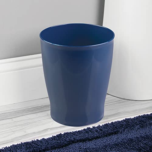 mDesign Round Plastic Bathroom Garbage Can, 1.25 Gallon Wastebasket, Garbage Bin, Trash Can for Bathroom, Bedroom, and Kids Room - Small Trash Can - Fyfe Collection - Navy Blue - color: Navy