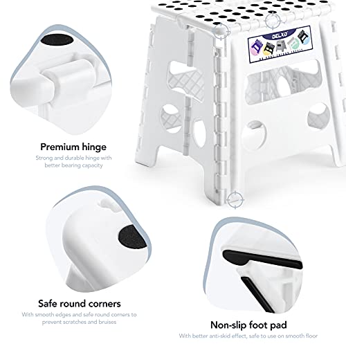 Delxo Folding Step Stool 13 Inch,300 Lbs Step Stool for Adults White - color: White, size: 13 Inch