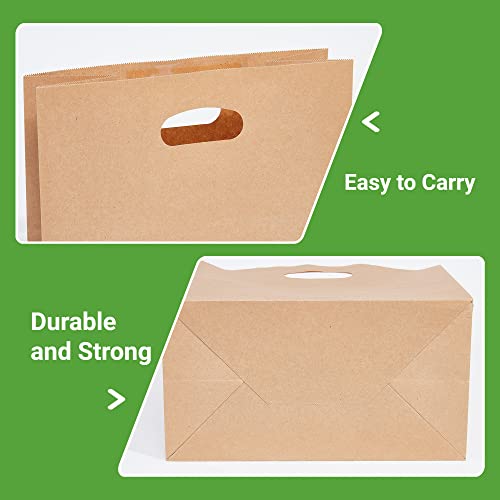 PAICUIKE 200Pcs 11x6x11 Brown Kraft Paper Bags with Handle - Tote Grocery Bags Bulk for Restaurant, Bakery, Retail, Takeout - size: 200pack