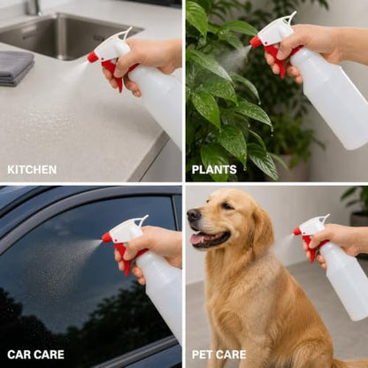 12 Pack 16oz Spray Bottles, Reusable Fine Mist Water Sprayer for Plants, Cleaning, High Output Ultrafine Misting Plastic Spray Bottles for Water, Salon, Garden, Kitchen and Bathroon