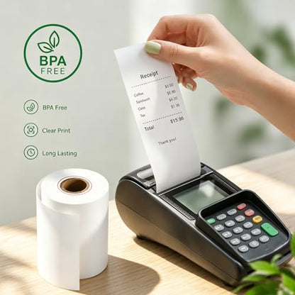 2 1/4" x 50' Thermal Receipt Paper, BPA Free, 50 Rolls for 58mm POS