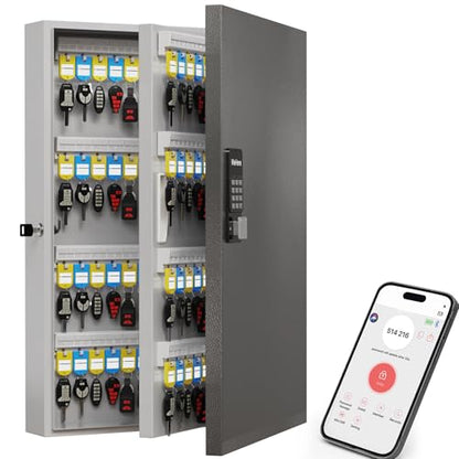 192 Key Lock Box Smart Key Organier Cabinet with Keypad & App for Office - size: 4.3inx16inx27in