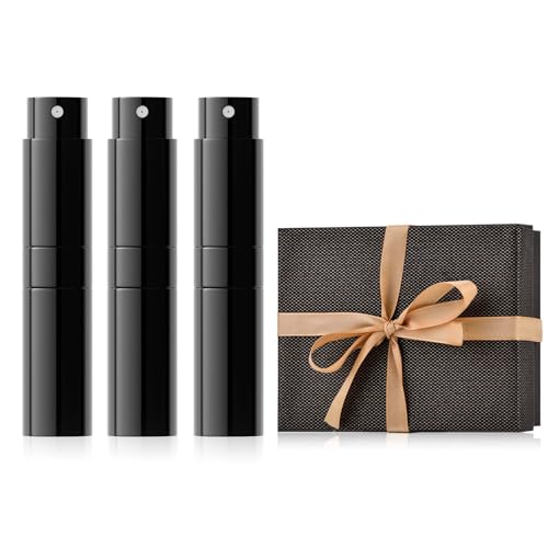 LISAPACK 8ml Travel Perfume Bottle Refillable, 3 PCS Cologne Atomizer Spray - color: 3 Gloss Black