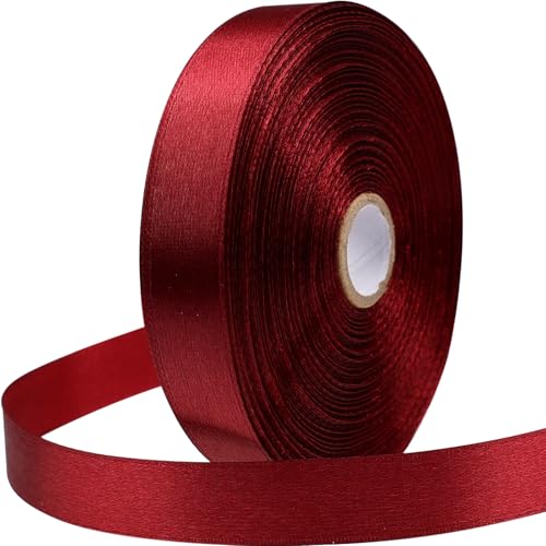 5/8 Inch Burgundy Satin Ribbon 50 Yards Single Face Polyester - color: Burgundy, size: 5/8 inch