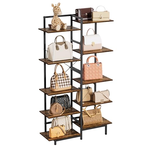 Aquzee 5 Tier Purse Shelf, Purse Organizer for Closet - color: Brown