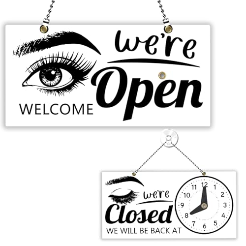 PLIGREAT Beauty Salon Open Closed Sign, 11.7" x 5.85" Welcome Business Sign - style: Beauty Salon
