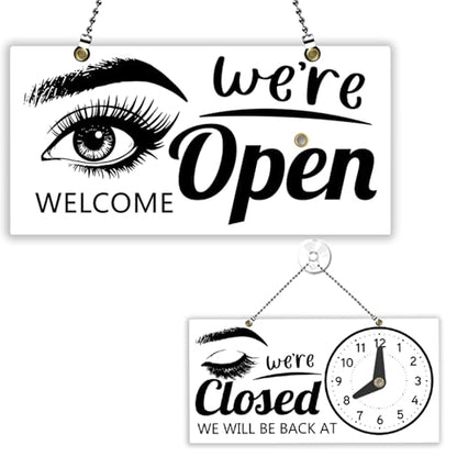 PLIGREAT Beauty Salon Open Closed Sign, 11.7" x 5.85" Welcome Business Sign - style: Beauty Salon