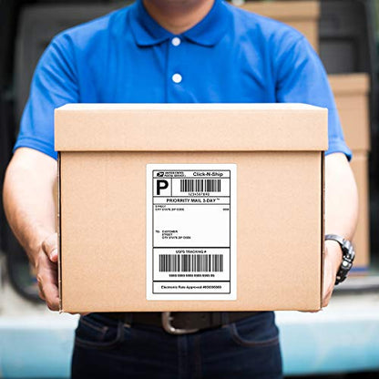 FungLam 4" x 6" Direct Thermal Shipping Labels - Pack of 500 Fanfold Labels - White Perforated, Permanent-Adhesive, Compatible Zebra & Rollo Thermal Label Printer - size: 4" x 6" - 500 Labels