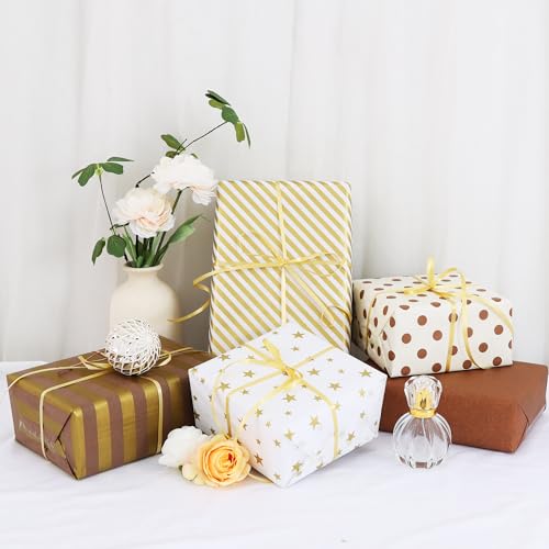 BEISHIDA 100 Sheets Gold Brown Tissue Paper Bulk for Gift Wrapping Gift Bag - color: goldbrown100