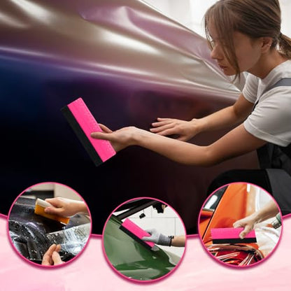 Professional Large Squeegee for Vinyl, Decals, Sticker Paper, Wallpaper, Big Size Wallpaper Smoothing Tool Squeegee with Ruler for Sign Making Graphic Window Tint Film(Pink, 8inch)