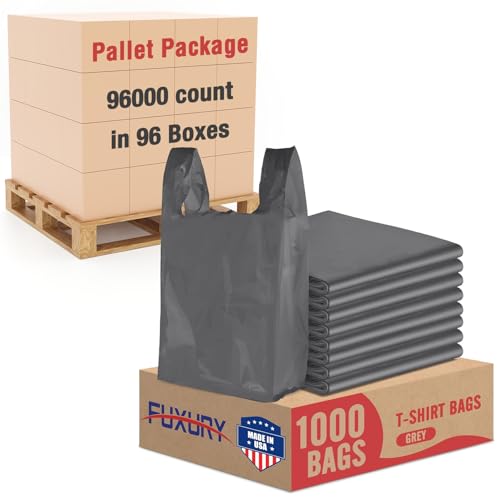 Fuxury 96000 (96K) Count Plastic T-shirt Bags plain Grey Made in USA - color: Plain Grey, size: 96000 Count