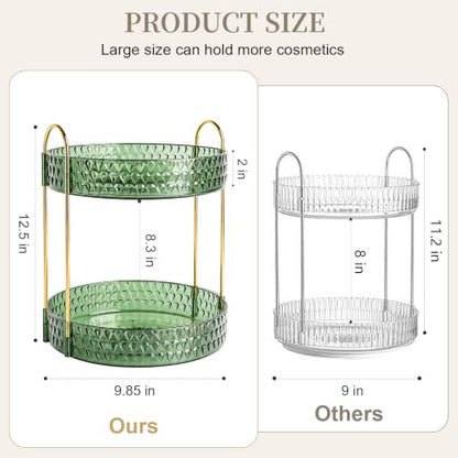 Large Capacity Rotating Makeup Organizer Perfume Stand Holder, 2 Tier Green - color: Green, size: 2 Tier (Standard)