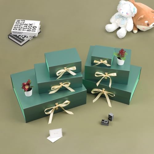 BoxSkivra Green Magnetic Gift Box Large 1 Pack 13X11X5.3 Inch - color: 13X11X5.3Inch-Green-Pack of 1