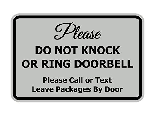 Signs ByLITA Classic Framed Please Do Not Knock Or Ring Doorbell Wall or Door Sign - Easy Installation | Mail Delivery Instruction | Do Not Disturb (Lt Gray) - Small 1 Pack - color: Lt Gray, size: 4 x 6" - Small (1 Pack)