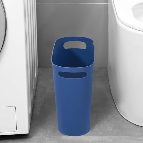rejomiik Small Bathroom Trash Can, 3.5 Gallon Slim Garbage Can, Blue - color: Blue, size: 1 pack