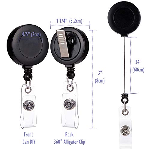 QREEL Badge Reel, ID Badge Holder Retractable Clip, Black, Bulk 100 Pack - color: Black, size: 100 Pack