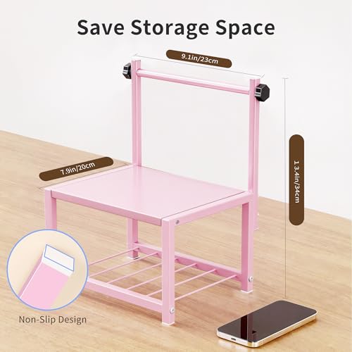 Label Holder for Rolls and Fan-Fold Labels, Sturdy Thermal Sticker Holder for Desktop Thermal Printer, Shipping Label Sticker Dispenser for Home, Office, and Small Businesses - color: Pink