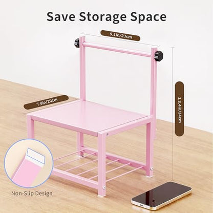 Label Holder for Rolls and Fan-Fold Labels, Sturdy Thermal Sticker Holder for Desktop Thermal Printer, Shipping Label Sticker Dispenser for Home, Office, and Small Businesses - color: Pink