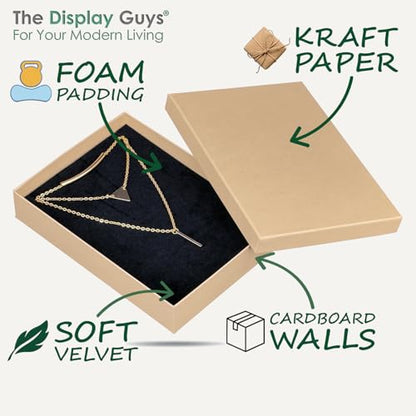 TheDisplayGuys 12-pack Cardboard Gift Boxes w. Velvet Jewelry Insert & Lids - color: Kraft Brown