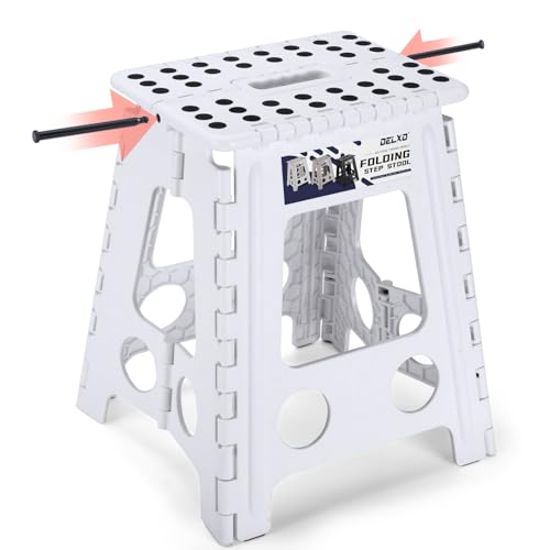 Delxo 16 Inch Folding Step Stool,Foldable Step Stool for Adults White - color: White, size: 16 Inch