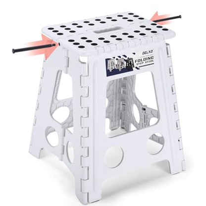 Delxo 16 Inch Folding Step Stool,Foldable Step Stool for Adults White - color: White, size: 16 Inch